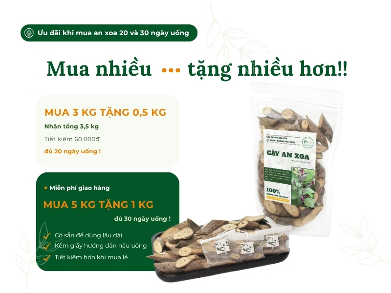 Chương trình ưu đãi khi mua cây an xoa khô tại Dược Liệu Phương Thảo
