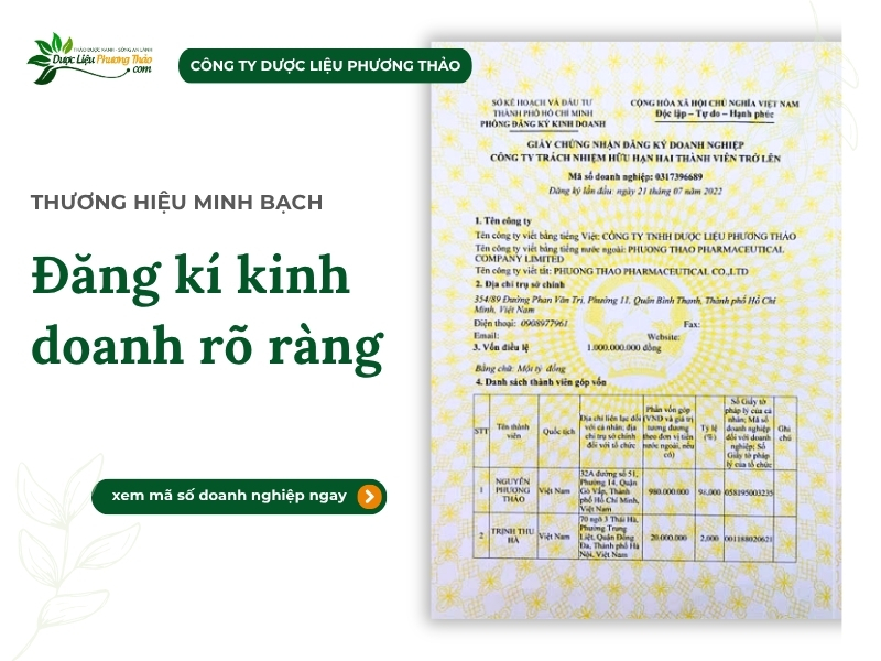 Thông tin doanh nghiệp rõ ràng, minh bạch, đầy đủ giấy tờ pháp lý