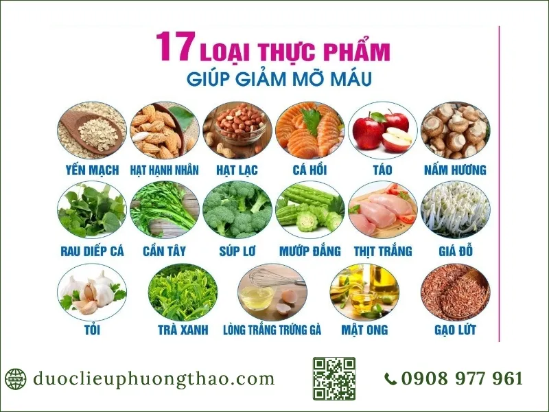 Danh sách 17 loại thực phẩm hỗ trợ giảm mỡ máu hiệu quả